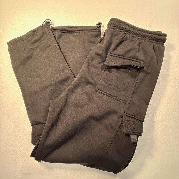 Men's Heavyweight Fleece Cargo Sweatpants Loose Fit Open Bottom Sweat Pants XL - Picture 14 of 16